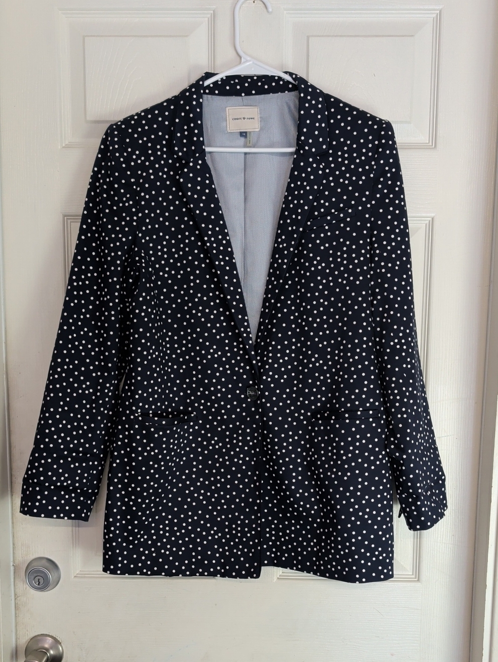 COURT & ROWE Navy Scatter Dot Maritime Amour Longline Blazer Women 12